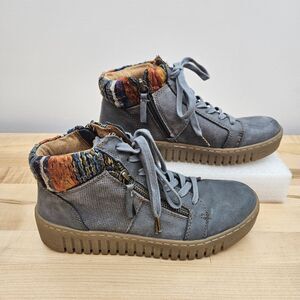 COMFORTIVA Align Halia LEATHER Zip Ankle Chelsea Boot Sneaker 6 Blue Lace Up 6M